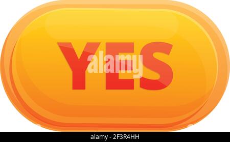 Yes interface button icon. Cartoon of Yes interface button vector icon for web design isolated on white background Stock Vector