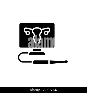 Ultrasonic diagnostic female reproductive system line icon. Outline pictogram for web page. Stock Vector