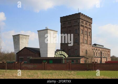 Malakhov tower above shaft one at the former coal mine of Zeche Hannover in Bochum, Germany. Stock Photo
