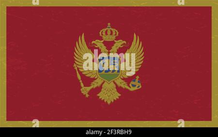Montenegro flag with waving grunge texture. Vector background. Stock Vector