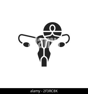 Female sterilization color line icon. Outline pictogram for web page. Stock Vector