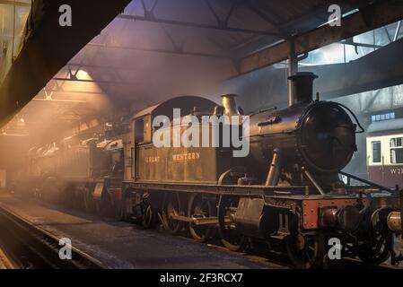 GWR Tank Engine 4144 in the Engine Shed at Didcot Railway Centre, Oxfordshire, England, UK Stock Photo