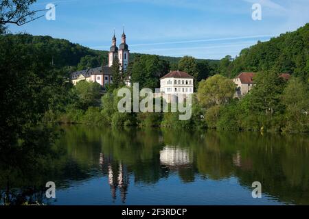 Blick von Nordosten, Zell am Main, Kloster Oberzell Stock Photo