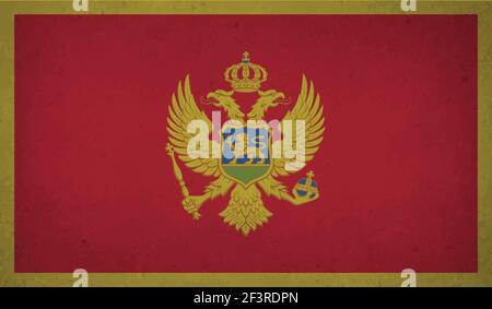 Montenegro flag with waving grunge texture. Vector background. Stock Vector