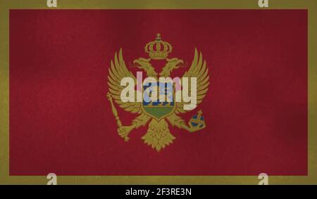 Montenegro flag with waving grunge texture. Vector background. Stock Vector