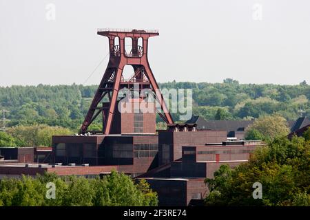 Winding tower of shaft 12, Zollverein coal mine industrial heritage site, Essen, Germany Stock Photo
