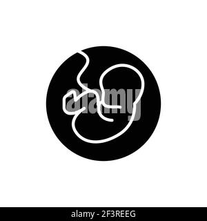 Pregnancy stage embryo in uterus color line icon. Outline pictogram for web page. Stock Vector