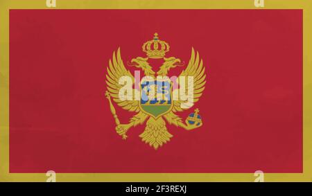 Montenegro flag with waving grunge texture. Vector background. Stock Vector