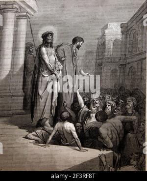 Bible stories - Illustration of Christ Presented to the People from the New Testament John 19: 18-19 Stock Photo
