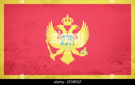 Montenegro flag with waving grunge texture. Vector background. Stock Vector