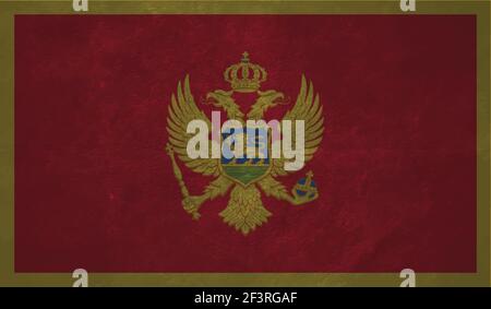 Montenegro flag with waving grunge texture. Vector background. Stock Vector