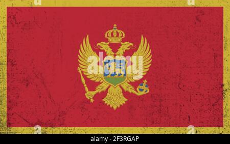 Montenegro flag with waving grunge texture. Vector background. Stock Vector
