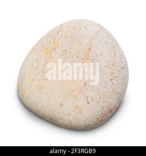 Pebble. Smooth red gray sea stone isolated on white background with shadows, clipping path  for isolation without shadows on white Stock Photo