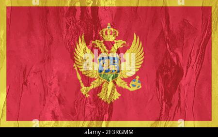 Montenegro flag with waving grunge texture. Vector background. Stock Vector