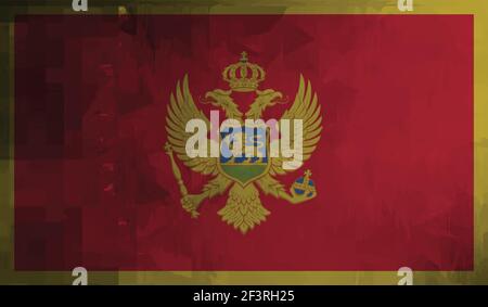 Montenegro flag with waving grunge texture. Vector background. Stock Vector