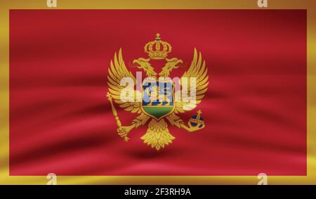 Montenegro flag with waving grunge texture. Vector background. Stock Vector