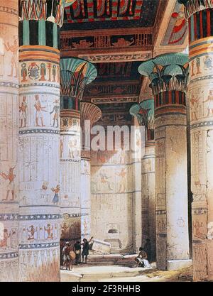 Egypt History Hypostyle Hall Temple Of Isis At Philae By D Roberts Circa 1840 Stock Photo