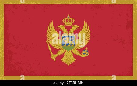 Montenegro flag with waving grunge texture. Vector background. Stock Vector