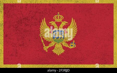 Montenegro flag with waving grunge texture. Vector background. Stock Vector