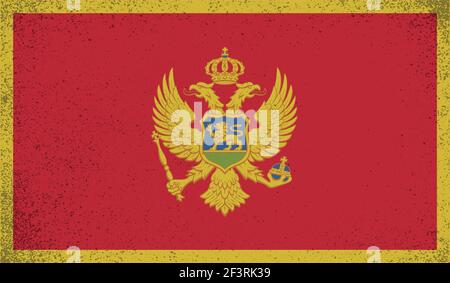 Montenegro flag with waving grunge texture. Vector background. Stock Vector