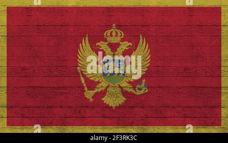 Montenegro flag with waving grunge texture. Vector background. Stock Vector
