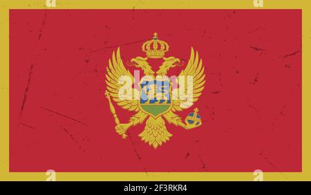 Montenegro flag with waving grunge texture. Vector background. Stock Vector