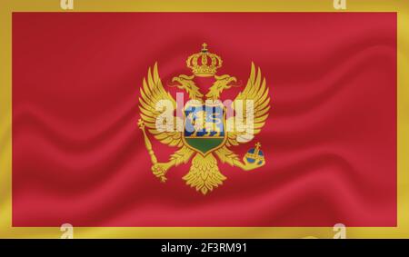 Montenegro flag with waving grunge texture. Vector background. Stock Vector