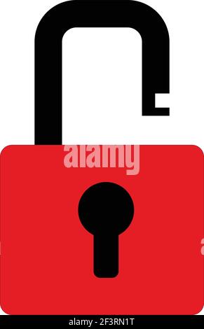 Red Padlock Unlocked Icon on White Background Stock Vector