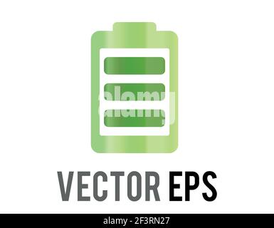 The isolated vector green cylinder recharging battery cell icon with bolt, plus, minus symbol Stock Vector