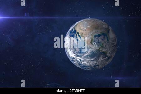 View of planet Earth from space. Space, nebula and planet Earth. This image elements furnished by NASA. Stock Photo