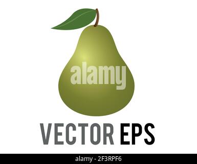The isolated vector light green fruit pear with stem icon Stock Vector