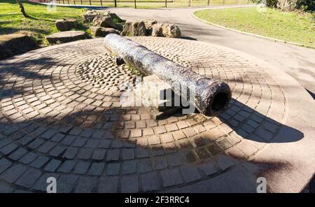 Old civil war era 17th century cannon in Barnes Park Sunderland, north east England UK Stock Photo