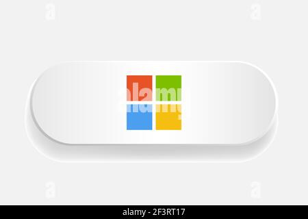 Microsoft logo sign on white button. Stock Vector