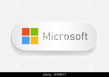 Microsoft logo sign on white button. Stock Vector