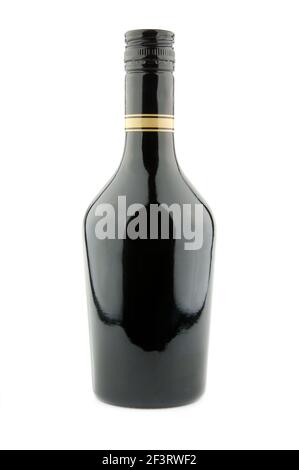 Black liqueur bottle isolated on a white background Stock Photo