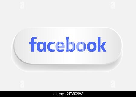 Facebook logo sign on white button. Stock Vector