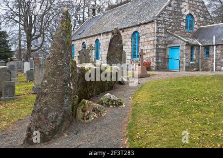 dh Recumbent Stone Circle MIDMAR ABERDEENSHIRE Scottish Bronze age flanker stones ring in Echt and Midmar church kirk graveyard scotland neolithic Stock Photo