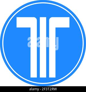 Rounded traffic signal in blue and white, isolated on white background. Compulsory electronic toll Stock Vector