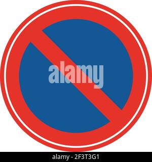 Rounded traffic signal in blue and red, isolated on white background. Parking prohibited Stock Vector