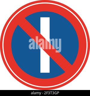 Rounded traffic signal in blue and red, isolated on white background. Parking prohibited on odd days Stock Vector