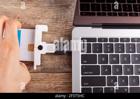A personal identity verification (PIV) card is used to login to a ...