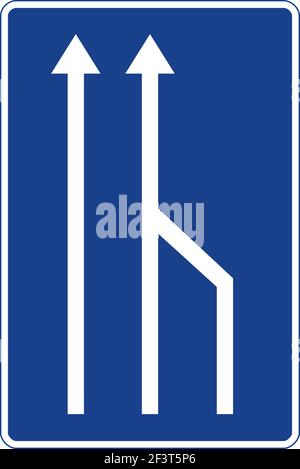 Rectangular traffic signal in blue and white, isolated on white background. End of lane for traffic Stock Vector