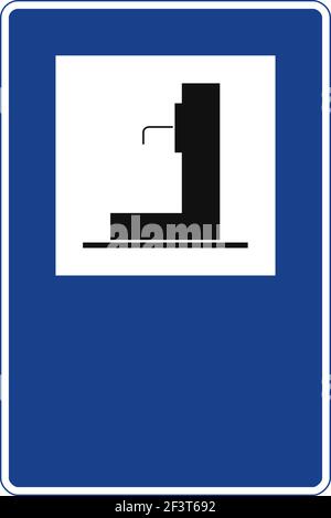 Rectangular traffic signal in blue and white, isolated on white background. Water Stock Vector