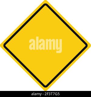 Rhomboid traffic signal in yellow and black, isolated on white background. Stock Vector