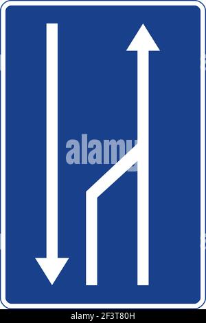Rectangular traffic signal in blue and white, isolated on white background. End of lane for traffic Stock Vector