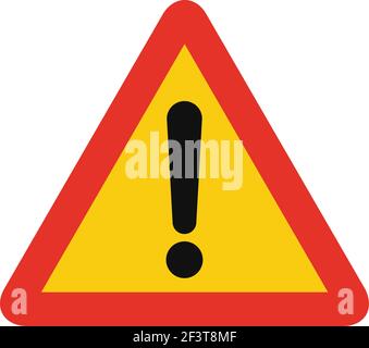 Triangular traffic signal in yellow and red, isolated on white background. Other temporary warnings Stock Vector