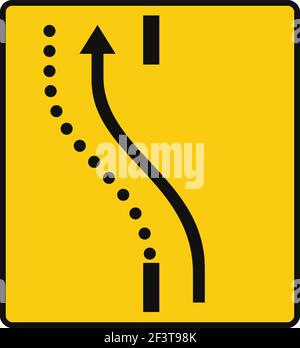 Rectangular traffic signal in yellow and black, isolated on white background. Temporary detour of a lane on the opposite road Stock Vector