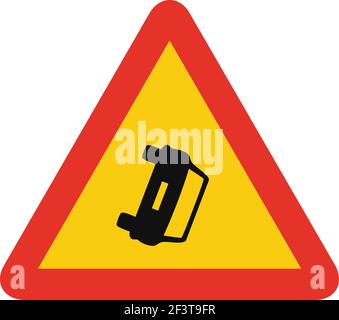 Triangular traffic signal in yellow and red, isolated on white background. Temporary warning of roadway obstruction Stock Vector
