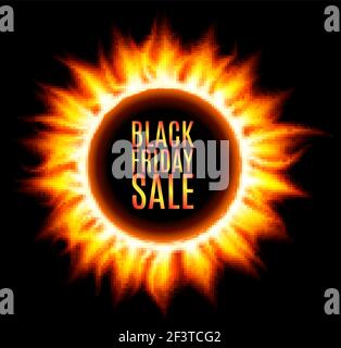 Abstract burning fire circle. Black friday sale. Stock Vector