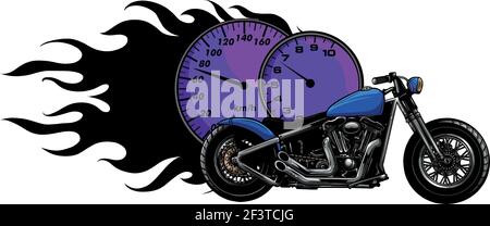 motorbike on fire with struments vector illustration Stock Vector